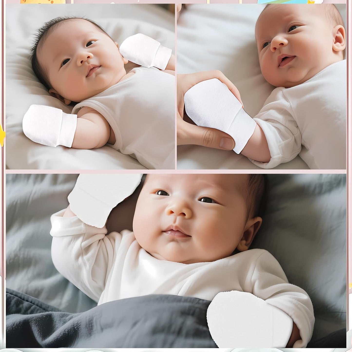 No Scratch Baby Mittens Newborn Infant Toddler Mittens Soft Elastic Wrist Gloves Mitten for 0-6 Months Boys Girls