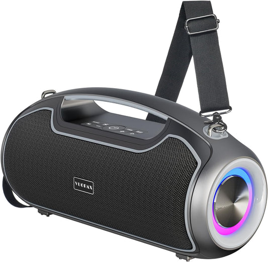 Portable Bluetooth Speakers Wireless, 200W Peak Loud Sound and Deep Bass for Party, IP65 Waterproof Outdoor Speaker w/ 2*Subwoofer/Tweeter/DSP/Bass Boost/Fast Charging/TWS/TF/USB/AUX, 24H Playtime