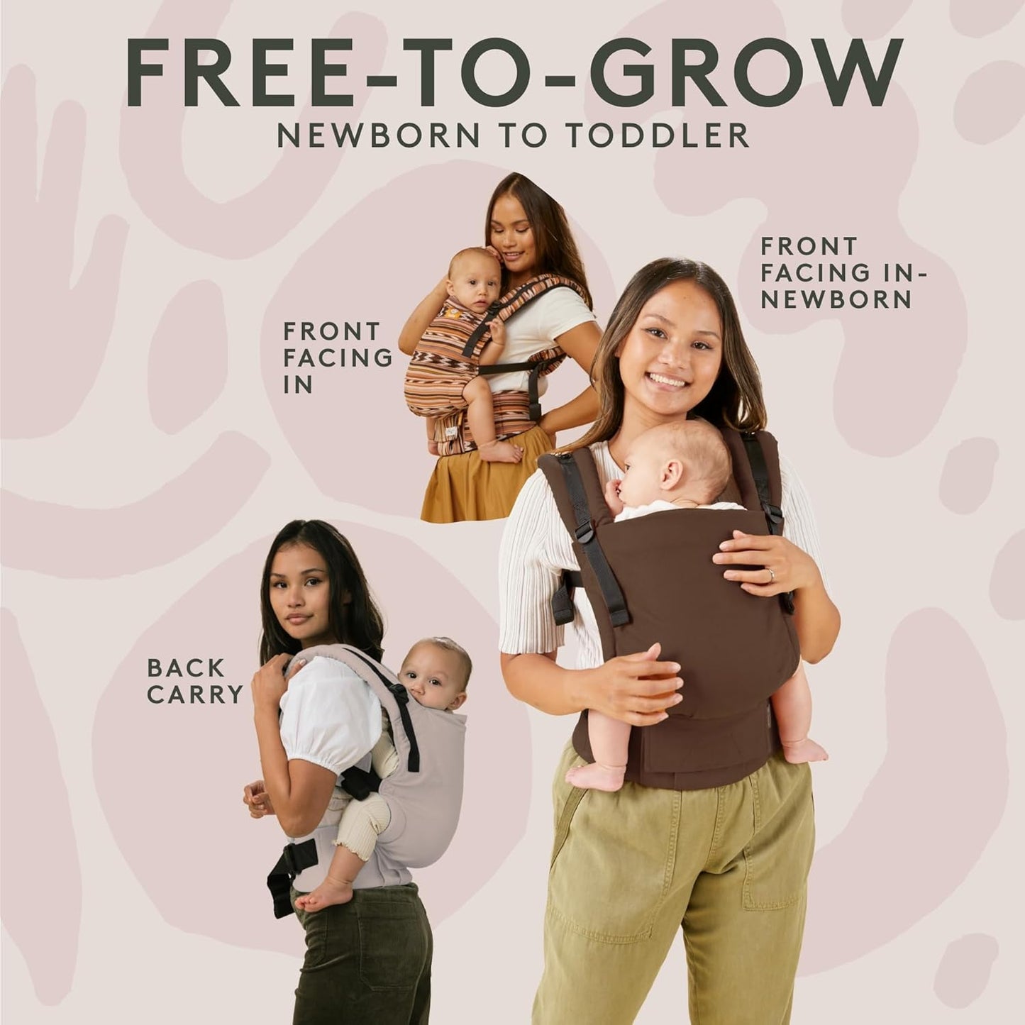 Baby Tula Cotton Free-to-Grow Baby Carrier - Adjustable, Comfortable, Newborn to Toddler Carrier - Ergonomic Fit for 7lbs to 45lbs - Back & Front Carry Options - Play (Yellow/Hearts)