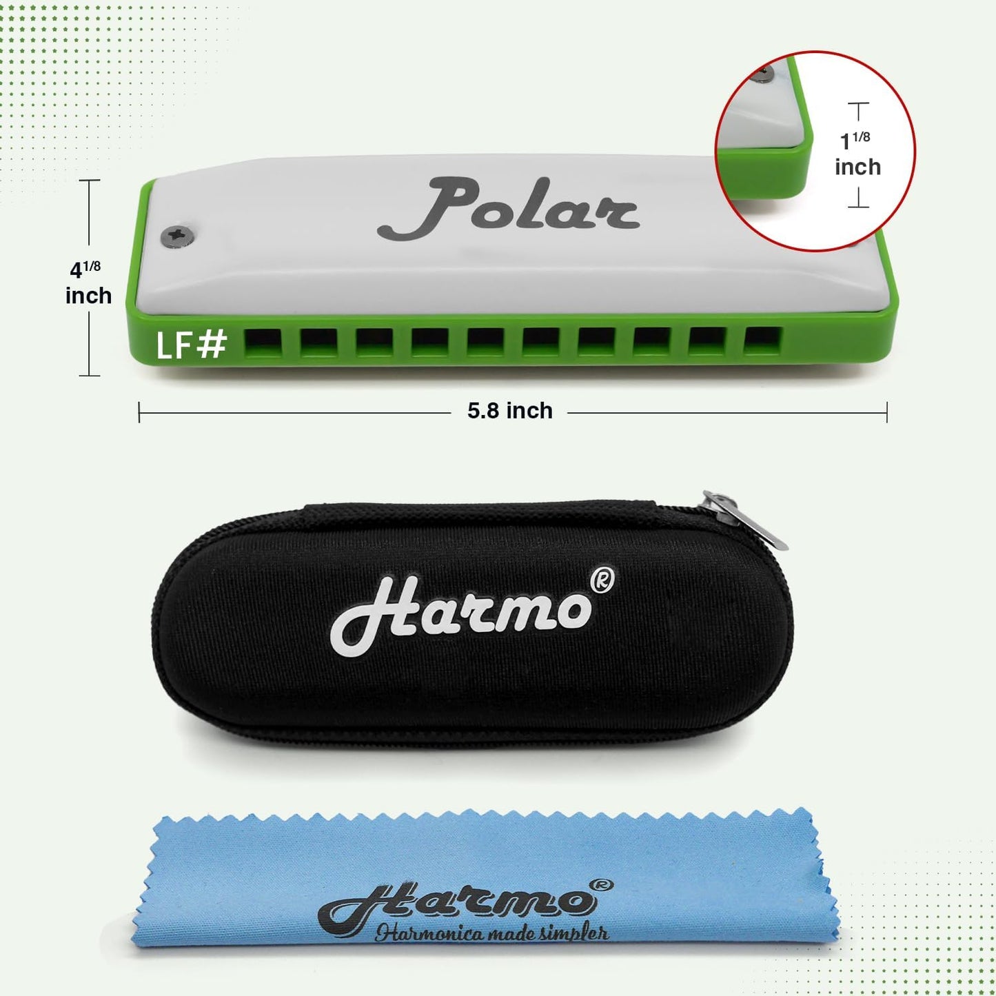 Polar Diatonic Melody Tuned Harmo Harmonica Key of LF# - Special Tuning for Easy Melodies in Cross Harp, 2 Octaves Without Bends, Loud & Responsive with Smooth Edges - USA-Checked