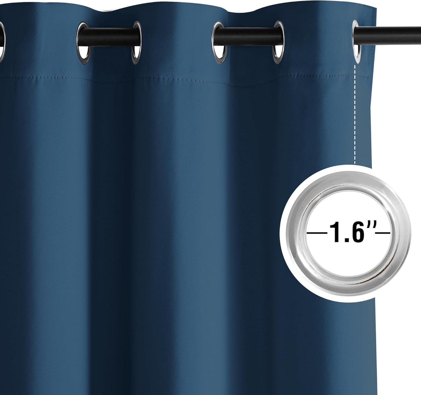 NICETOWN Morrocan Blue Room Darkening Curtains 63 Inches Long 2 Panels for Living Room, Bedroom, Nursery Summer Thermal Insulated Blackout Drapes Grommet Noise Reducing Window Curtains, W40