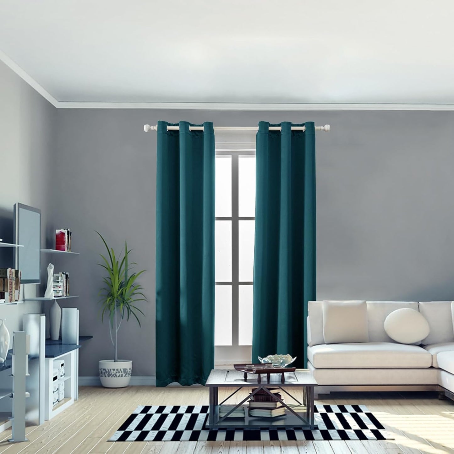 Anytime 100% Blackout Curtain Set, Thermal Insulated & Energy Efficiency Window Draperies for Guest Room, Full Shading Panels for Shift Worker and Light Sleepers（Greyish Blue, 2 Panels, 42W x 80L）