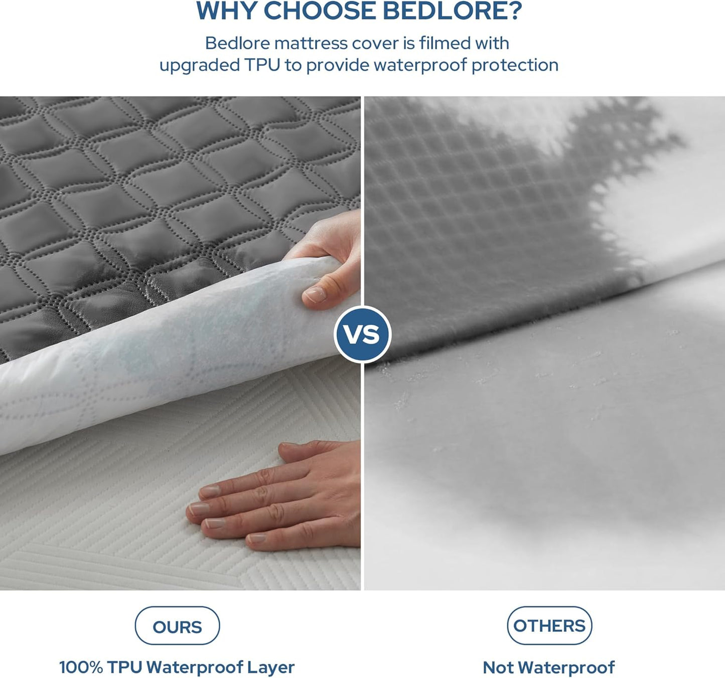 2 Pack Waterproof Mattress Protector, Twin Size Mattress Pad Noiseless with Deep Pocket Fitted for 6"-15", Breathable Dirt-Proof Single Bed Mattress Cover for Bedroom, Dorm Room (Gray)
