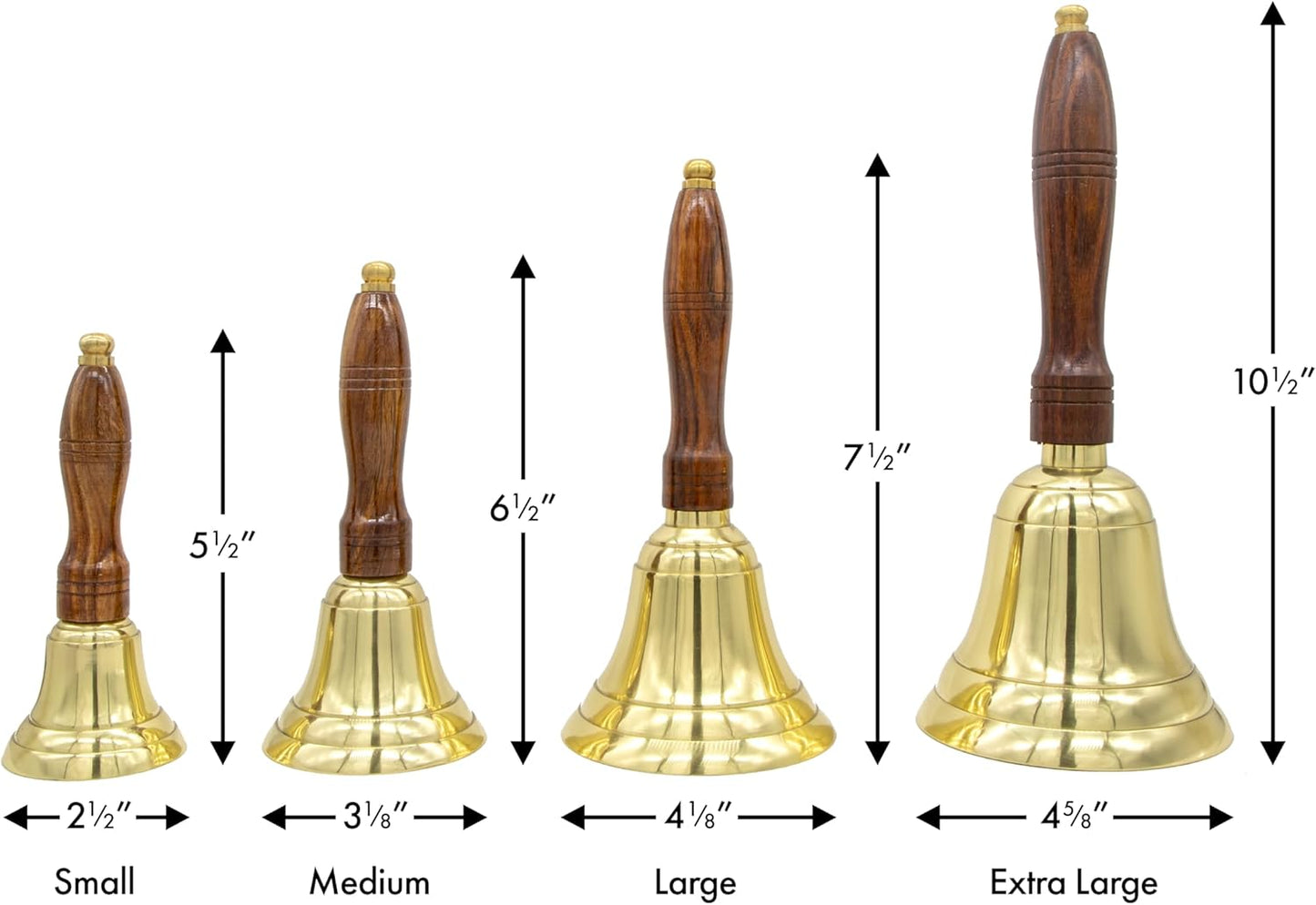 Engravable Brass Bell - Brass School Bell - Teacher Handbell - Great Gift for Teachers - Bell for Weddings and Other Occasions