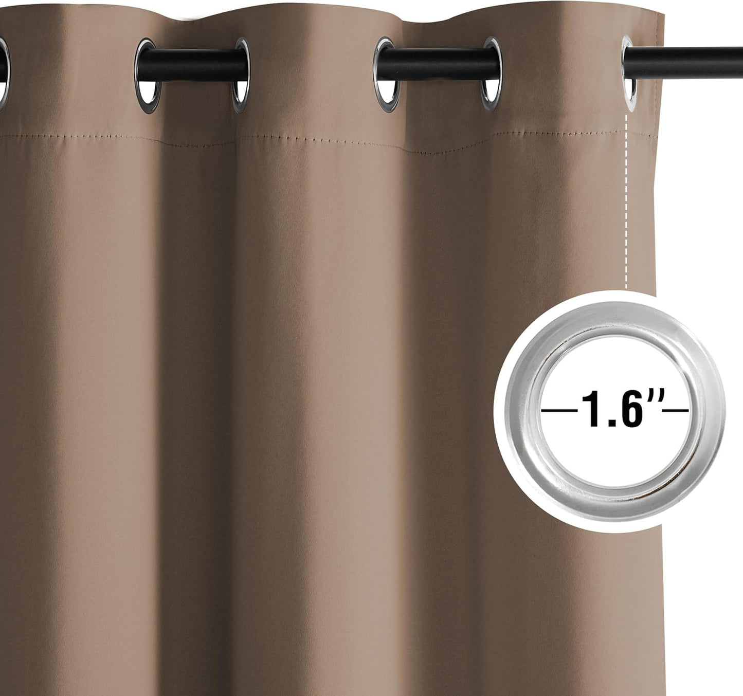 NICETOWN 102 Inch Long Curtains for Bedroom 2 Panels Set, Cappuccino Thermal Insulated Grommet Curtains for Living Room, Noise Reducing Window Treatment Drapes for Nursery, 2 Panels, W52