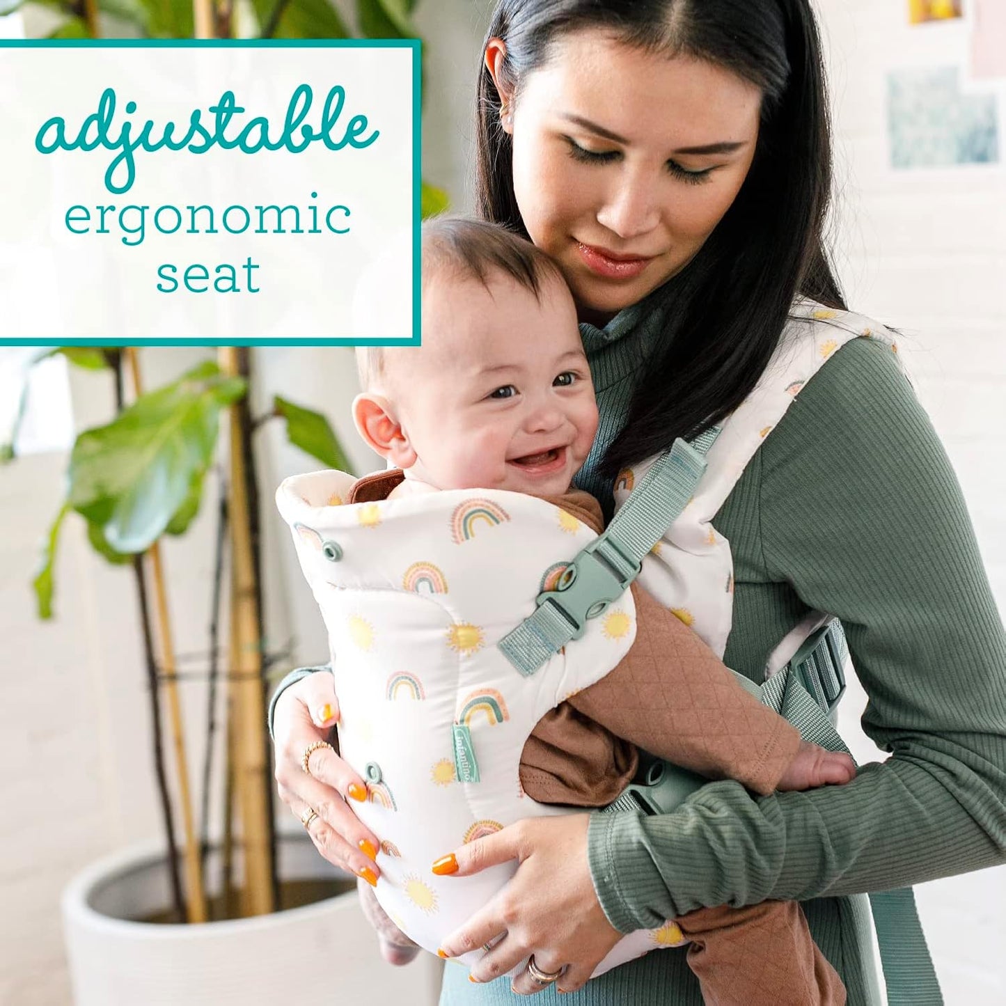 Infantino Flip 4-in-1 Convertible Baby Carrier, Adjustable, Ergonomic Babywearing, Registry Essential, Baby Carrier for Newborn to Toddler, Rainbow