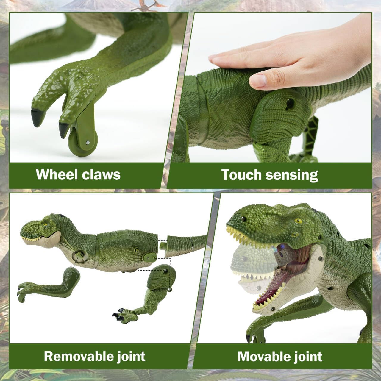 Remote Control Dinosaur Toys for Kids Ages 4-7 8-12 - Best Birthday Gifts for Boys 4 5 6 7 8 9 10 11 12 Year Old, RC Walking Dino with Roaring, Spray, Light, Touch Sensing