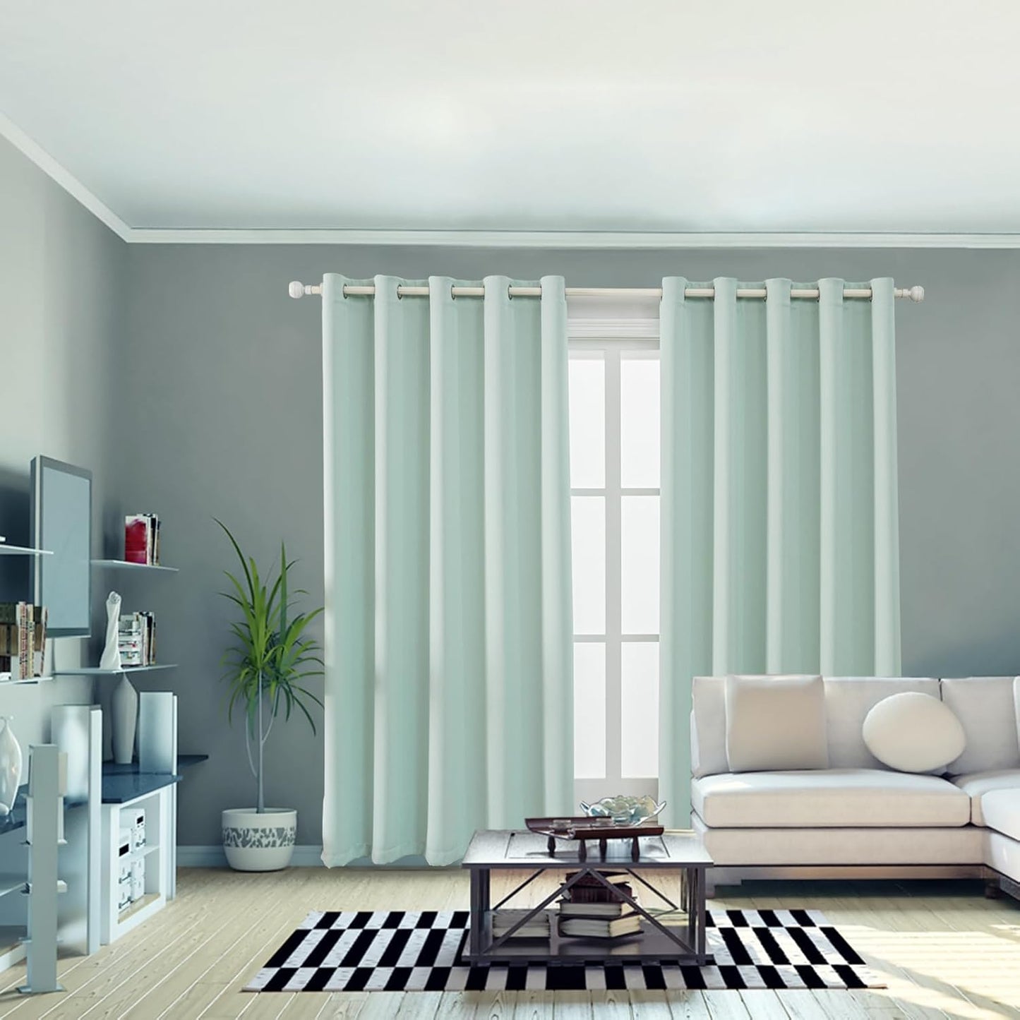 Anytime 100% Blackout Curtain Set, Thermal Insulated & Energy Efficiency Window Draperies for Guest Room, Full Shading Panels for Shift Worker and Light Sleepers（Light Blue, 2 Panels, 70W x 95L）