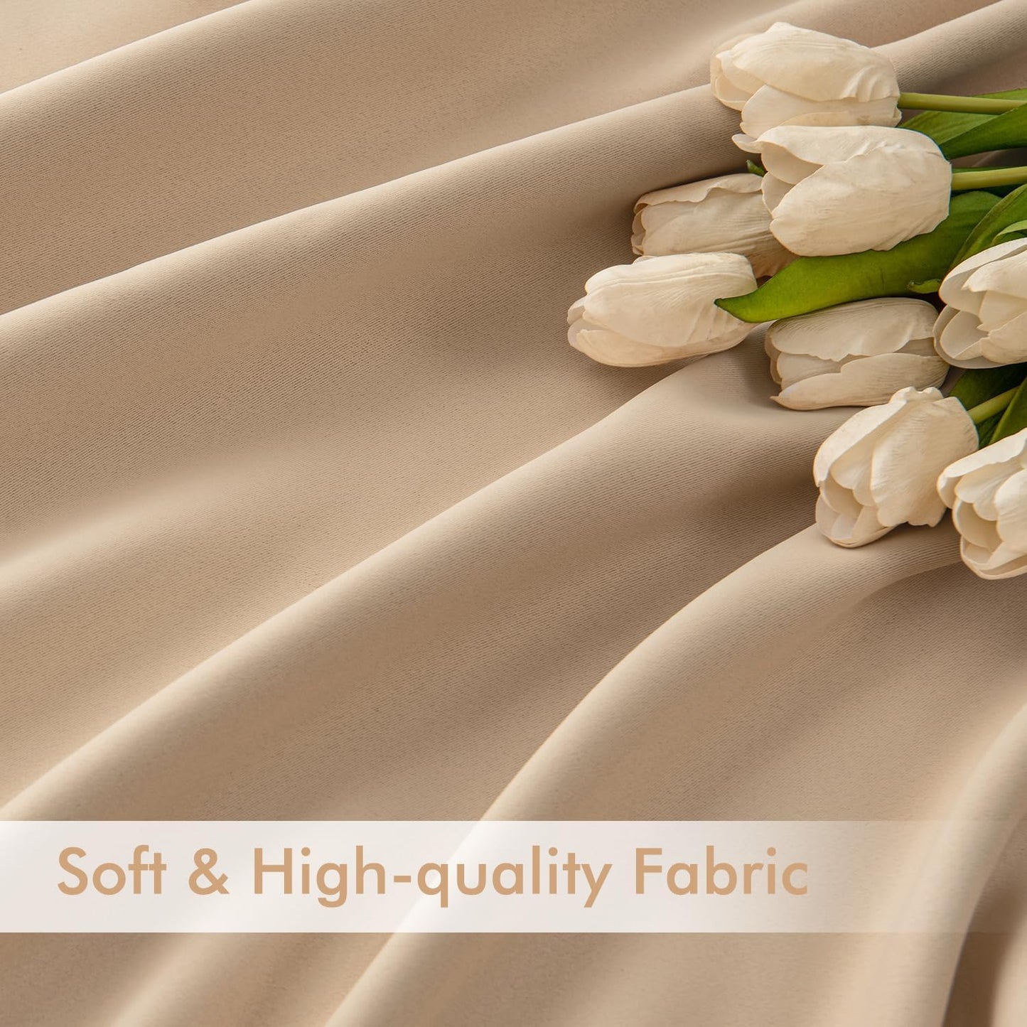 MIULEE Back Tab Beige Curtains 120 Inch Long 2 Panels Set for Living Room Bedroom, Cream Rod Pocket/Pinch Pleated Light Blocking Extra Long Thermal Insulated Room Darkening Blackout Curtains/Drapes