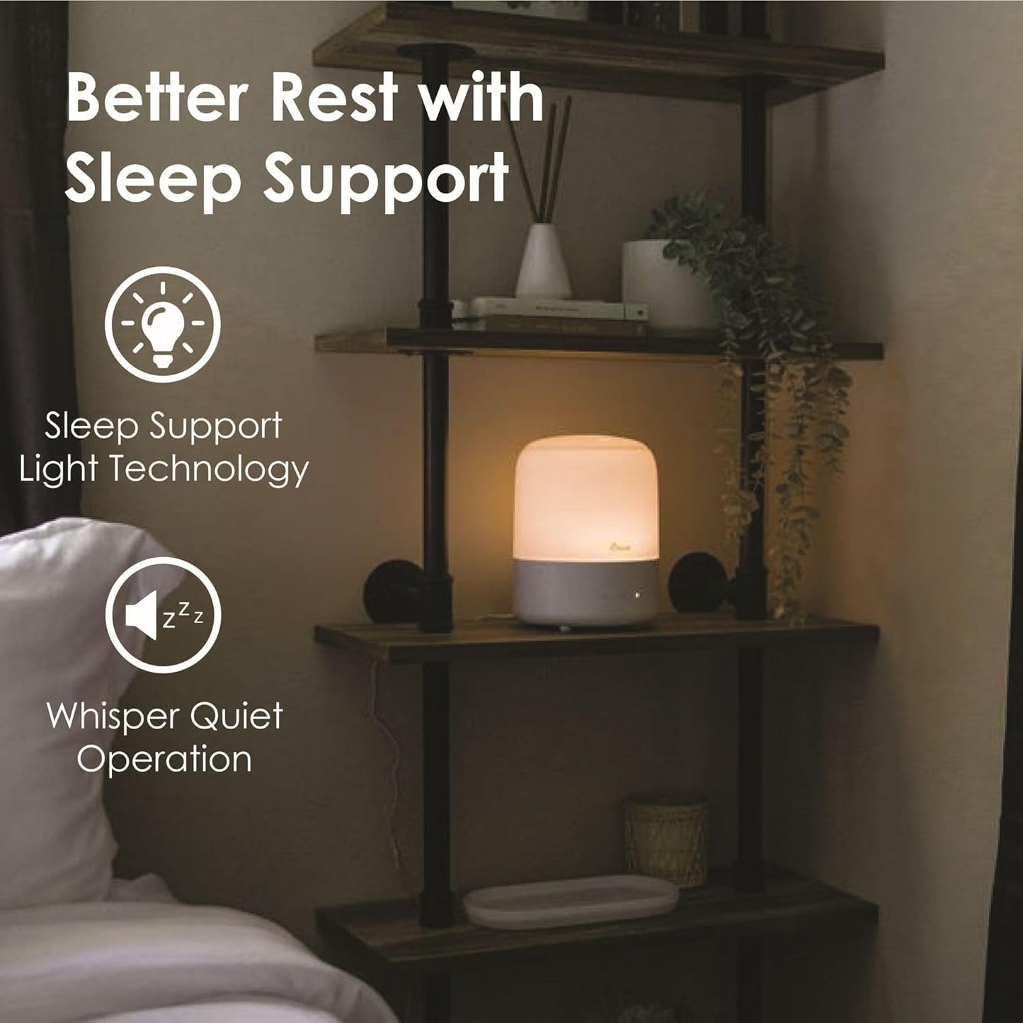 Crane Top Fill Mini Humidifier for Bedroom and Nursery 3-in-1 Essential Oil Diffuser Sleep Light 0.5 Gallon Baby Humidifier