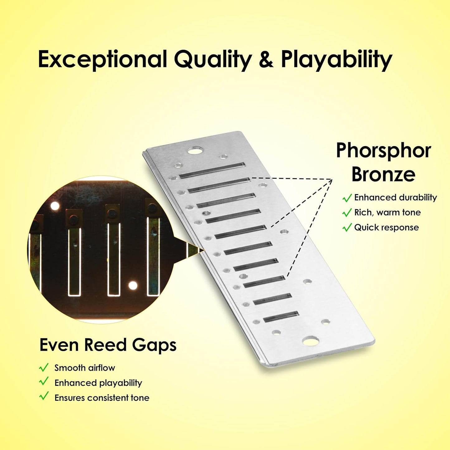 Diatonic Harmonica of C Key,Blues Mouth Organ 10 Holes 20 Tones, Reed of Phosphor Bronze, ABS Combo, Easy-Clean Cover,10 Holes Blues Harp for Adult, Beginner