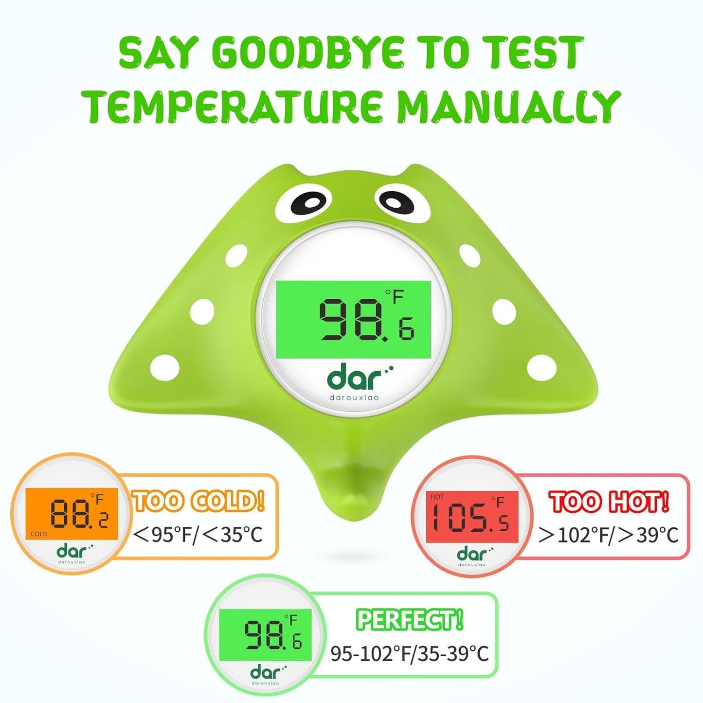 Baby Bath Thermometer, Digital Water Temperature Thermometer with 3 Color Backlit and Temperature Warning, Safety Bath Tube Thermometers Floating Toy for Infant, Toddler
