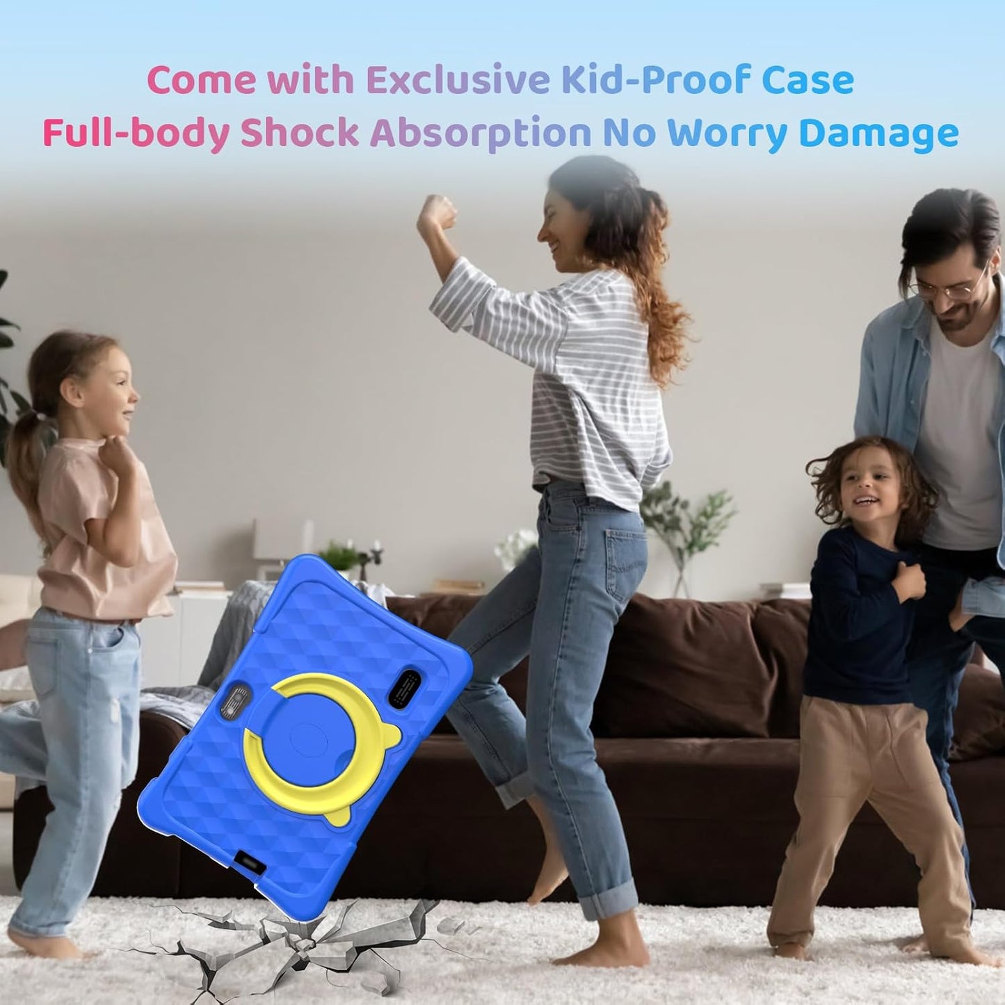 Kids Tablet, 7 inch Android 15 Tablet for Kids, 8GB+32GB 1TB Expand, Quad-Core Toddler Tablets with Shockproof Case, BT5.0, WiFi 5, Parental Control, Games, Dual Camera (Blue)