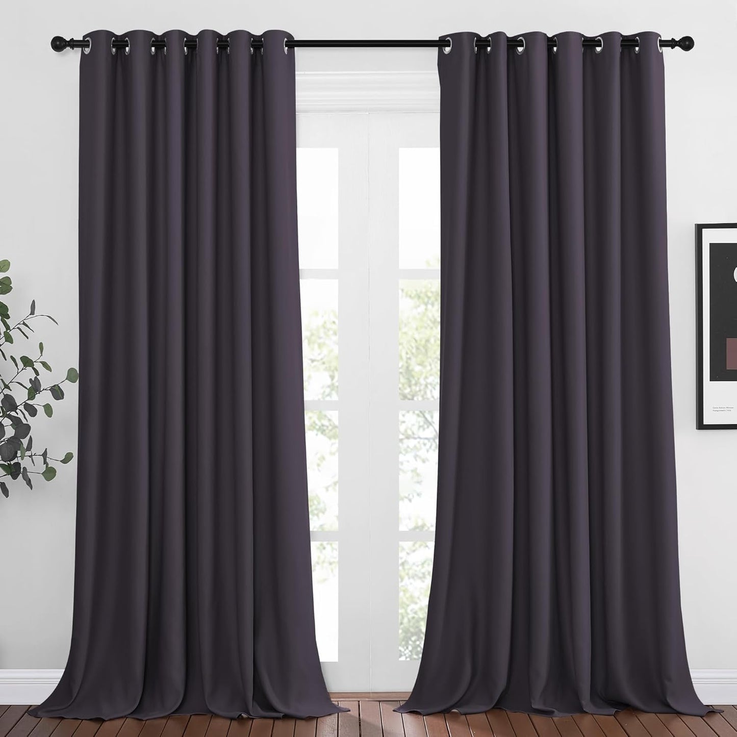 NICETOWN Living Room Window Curtain Drapes Extra Long & Wide - Living Room Panels Grommet Top Window Treatment for Hall & Guest Room (W80 x L108, Greyish Purple, 2 Pieces)