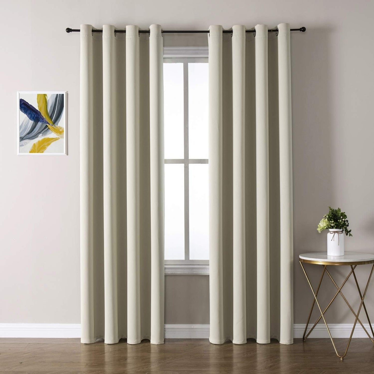 ChrisDowa Room Darkening Curtains 120 Inches Long 2 Panels Set for Living Room, Grommet Thermal Insulated Blackout Curtains for Bedroom (Beige, 52 x 120 Inch)