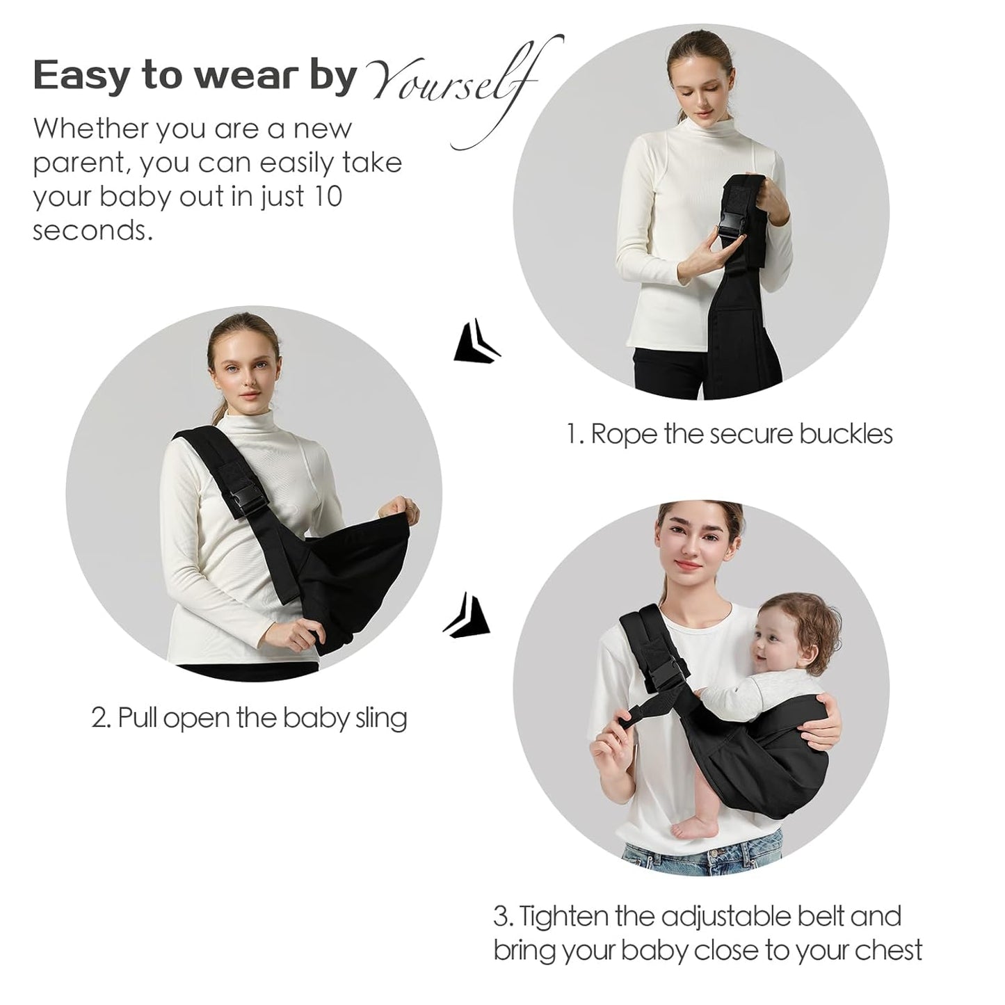 Baby Sling Carrier, Toddler Carrier Sling with Double Safety Buckle and Adjustable Shoulder Strap(7-30lbs), Baby Carriers One Size Fits All, Purple
