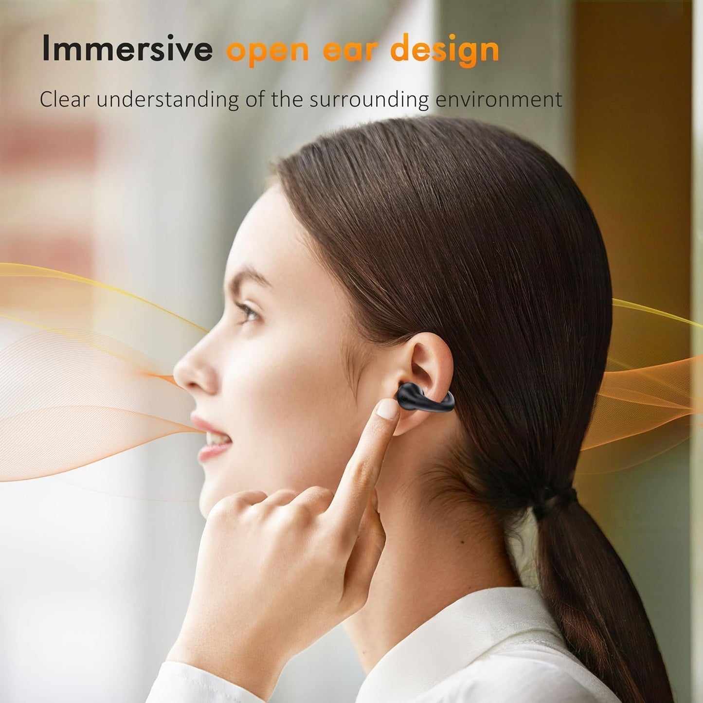 Ultra Open Ear Earbuds, Bone Conduction Headphones Clip-On Wireless Earphone Bluetooth 5.3 with 4 HD Mics Ultra Lightweight Comfort for Small Ears, Waterproof Sports Ear Buds for Sports and Fitness