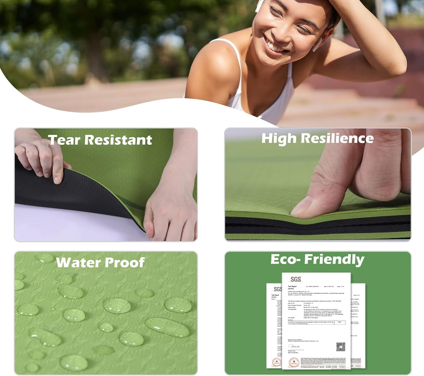UMINEUX Yoga Mat Extra Thick 1/3'' & 2/5" Non Slip Yoga Mats for Women Eco Friendly TPE Fitness Exercise Mat with Carrying Sling & Storage Bag