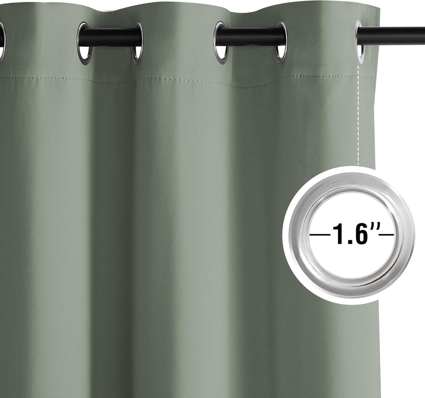 NICETOWN Sage Green Blackout Curtains 90 inch Long, Summer Room Daekening Thermal Insulated Grommet Privacy Energy Saving Shades for Bedroom, Living Room, Laundry, Closet, 2 Panels, W52