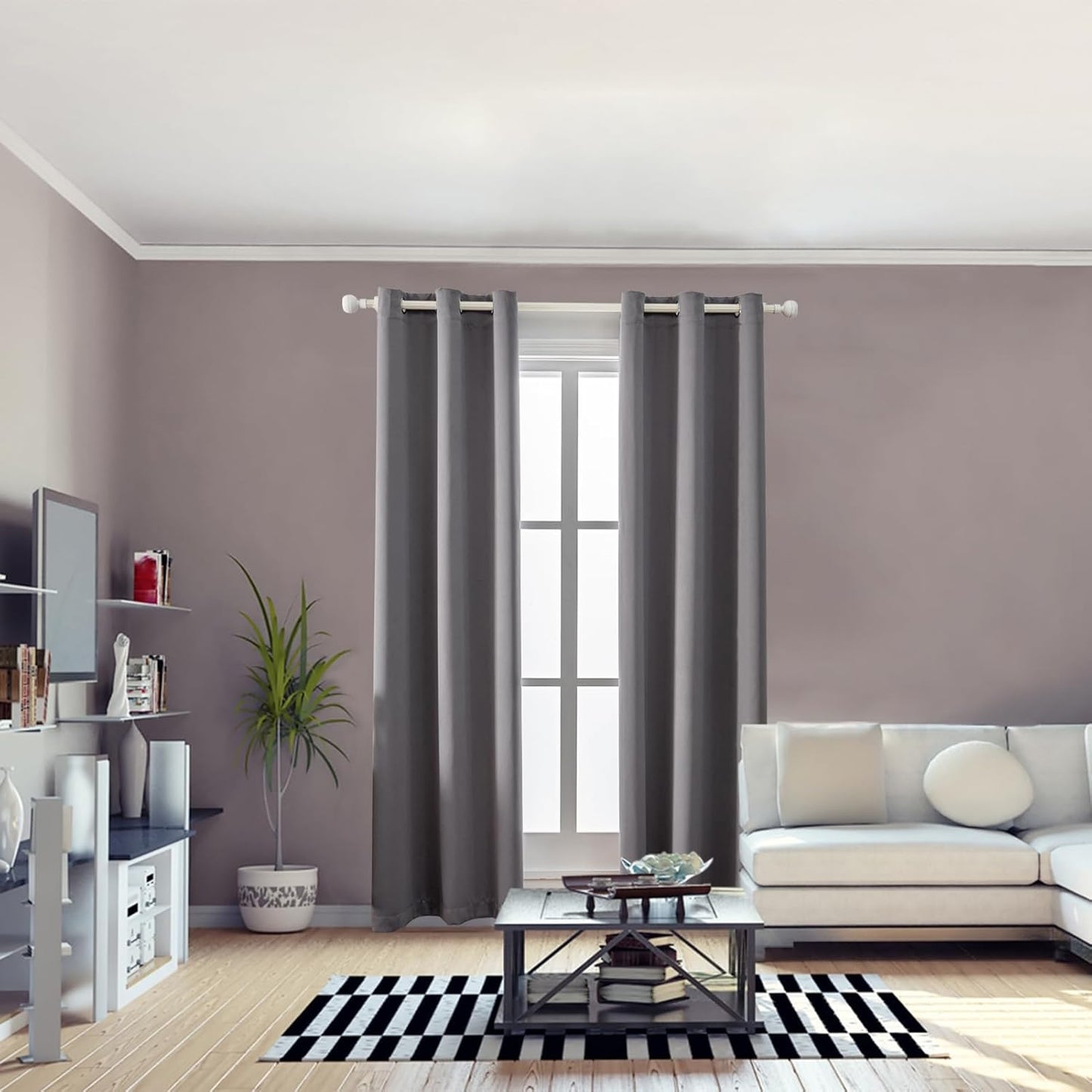 Anytime 100% Blackout Curtain Set, Thermal Insulated & Energy Efficiency Window Draperies for Guest Room, Full Shading Panels for Shift Worker and Light Sleepers（Grey, 2 Panels, 42W x 80L）