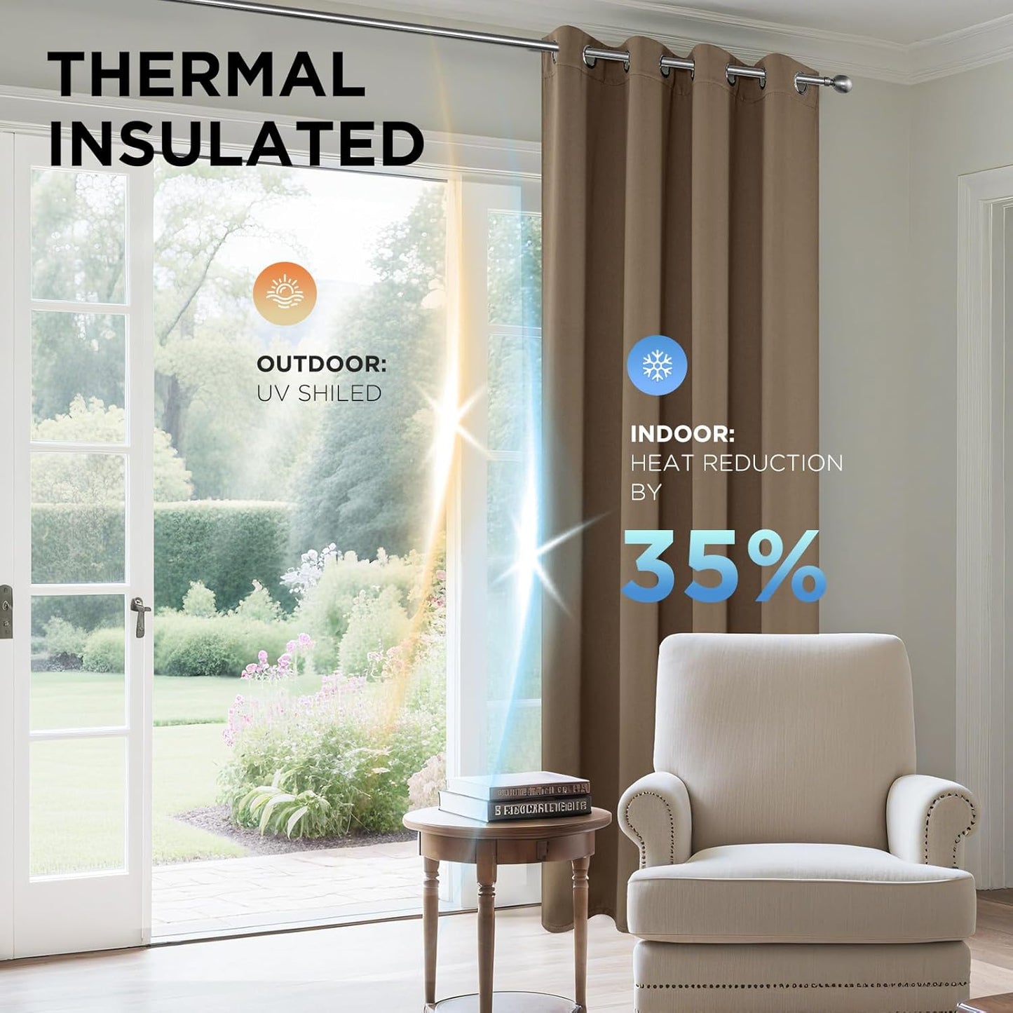 Joydeco Blackout Curtains 63 Inch Length 2 Panels Set, Thermal Insulated Long Drapes 2 Burg, Room Darkening Grommet Drapes for Living Room Bedroom Window