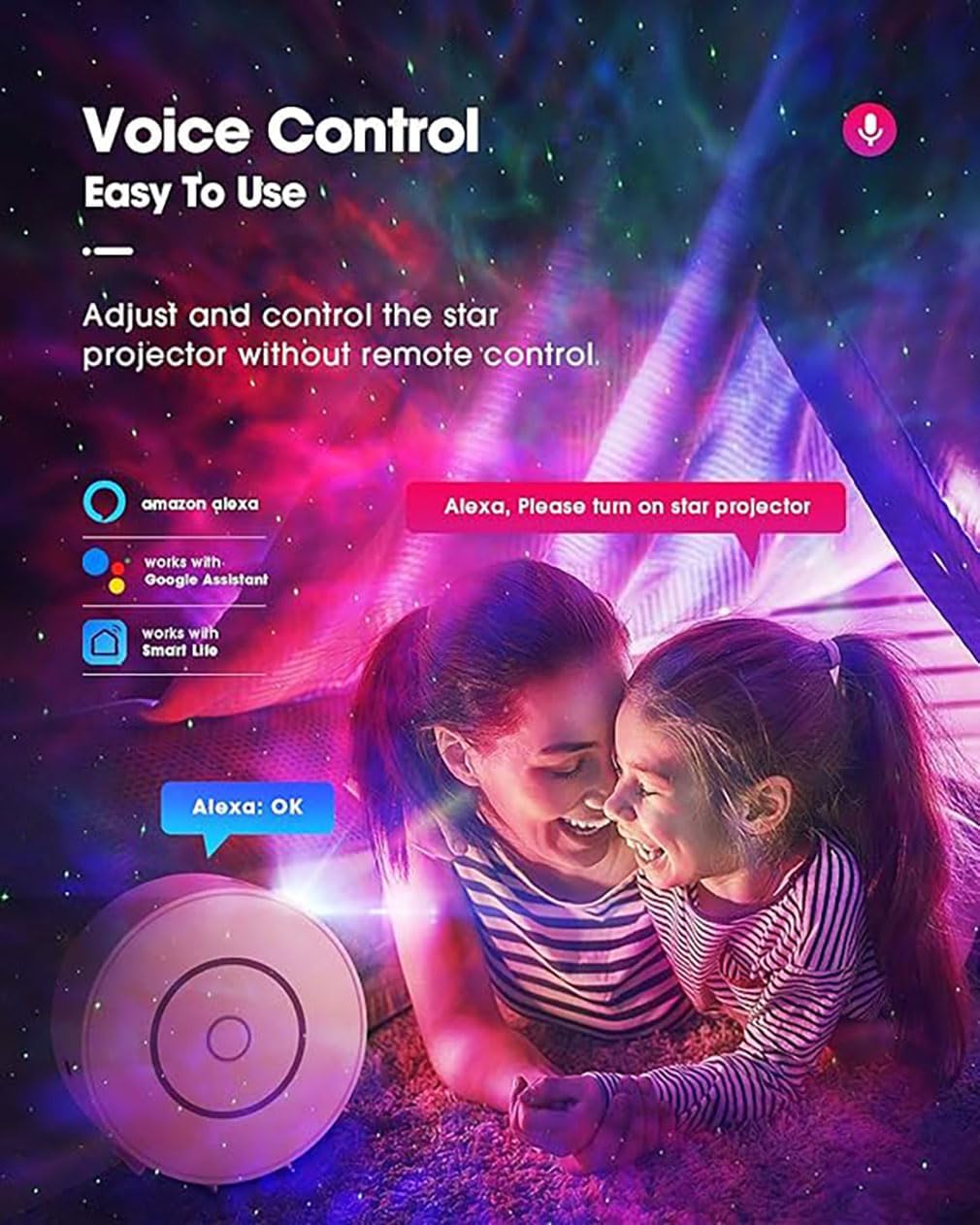 Galaxy Projector for Bedroom, Star Projector,Smart APP Memory Setting,Compatible with Alexa & Google Home, for Kids Adults Bedroom,Room Decor,Game Room,Party (Blue Star+Remote)