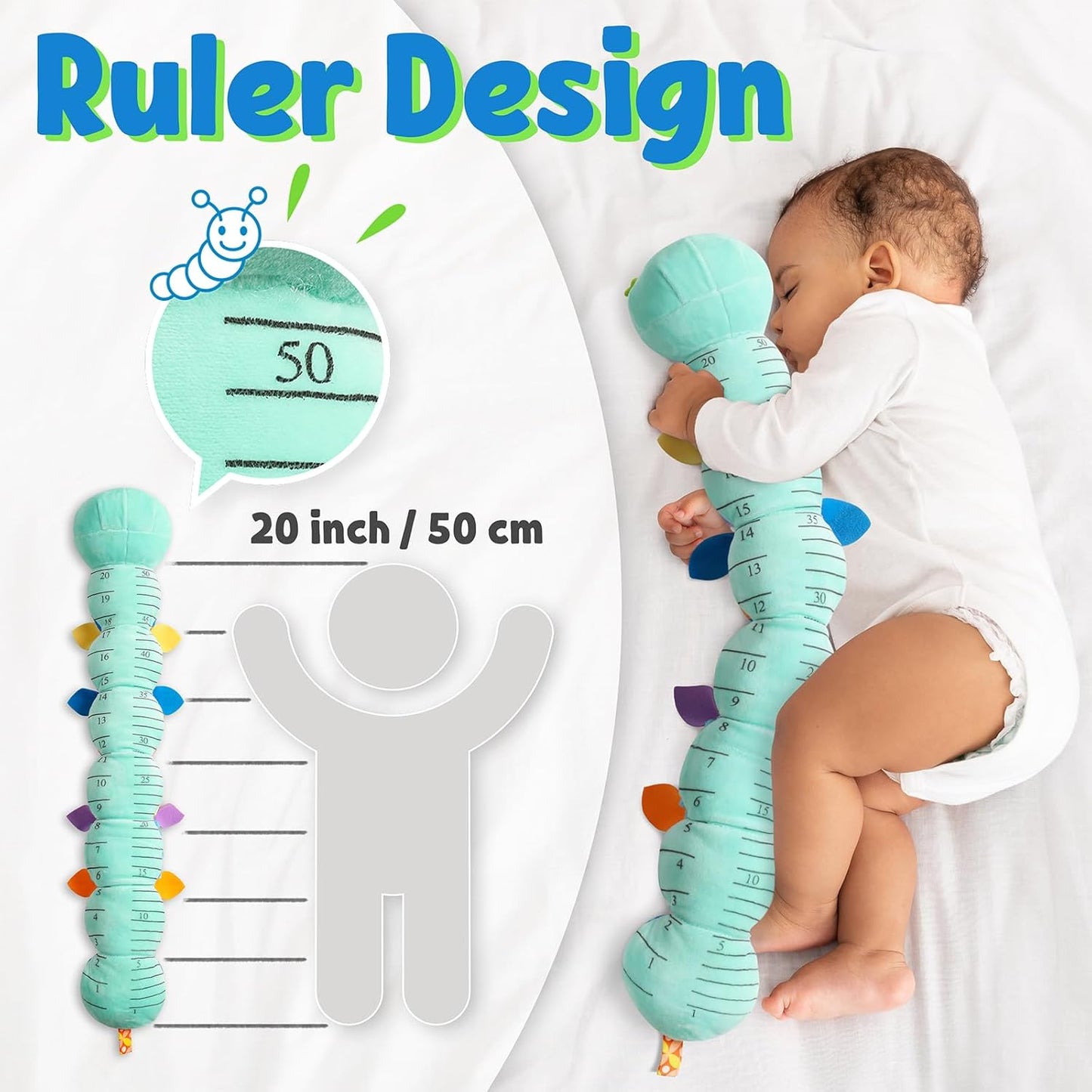 LIGHTDESIRE Baby Toys Musical Caterpillar,Infant Stuffed Animal Toy with Crinkle and Rattles,Soft Sensory Toys with Textures for Tummy Time Newborn Boys Girls 0 3 6 12 Months(Blue)
