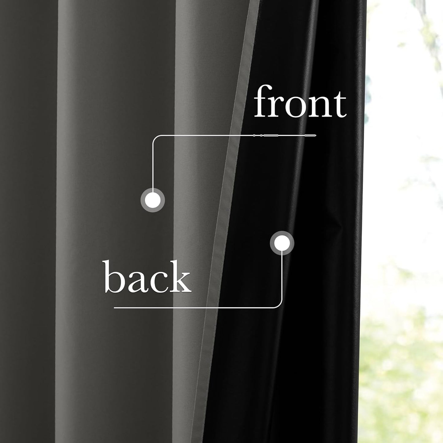 NICETOWN 100% Blackout 72 inch Curtains for Bedroom, Grommet Thermal Curtains Privacy Portable Window Treatments Travel Blackout Curtains for Living Room, Dark Grey W52 x L72, 2 Panels