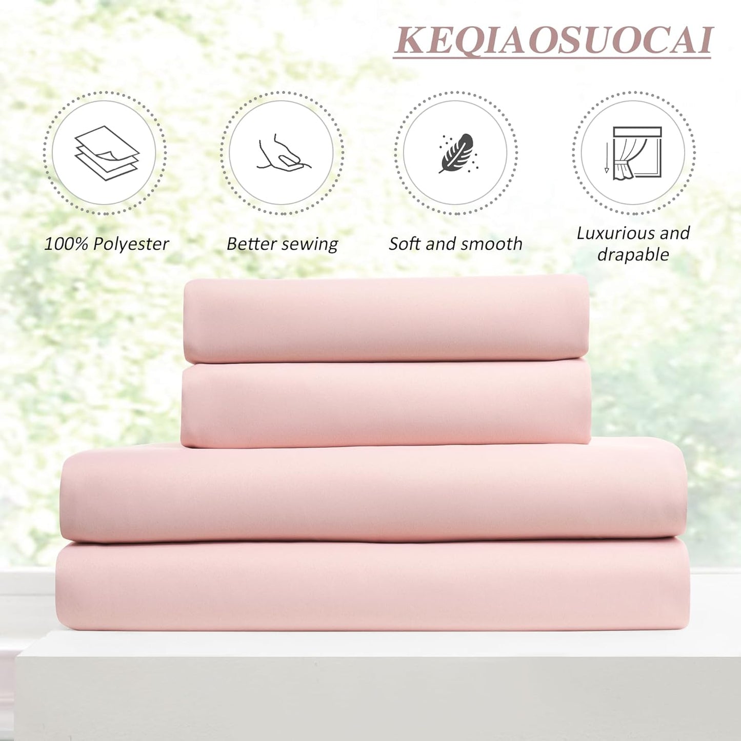 KEQIAOSUOCAI Pinch Pleated Curtains 92 Inches Long,Home Fashion Microfiber Thermal Insulated Cortinas Room Darkening Curtain for Bedroom (Baby Pink, 2 Panels, 40 Width by 92 inch Lenth)
