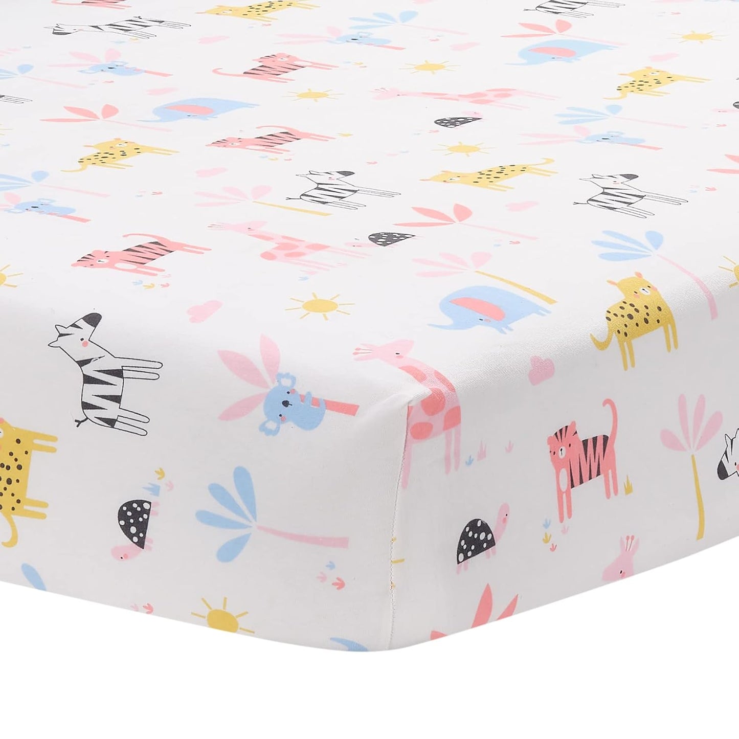 Lambs & Ivy Snuggle Jungle Pastel Safari Cotton Jersey 3-Piece Crib Bedding Set