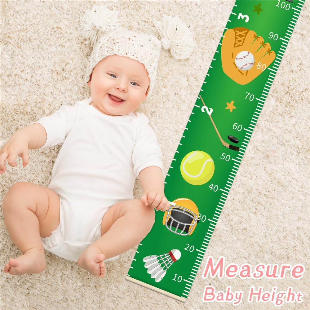 Baby Height Growth Chart - Canvas Height Chart for Kids Baby Child Toddler Boys Girls Growth Chart for Wall Room Nursery Decor Hangable and Removable Measuring Wall Ruler (Mermaid, Black Wood)