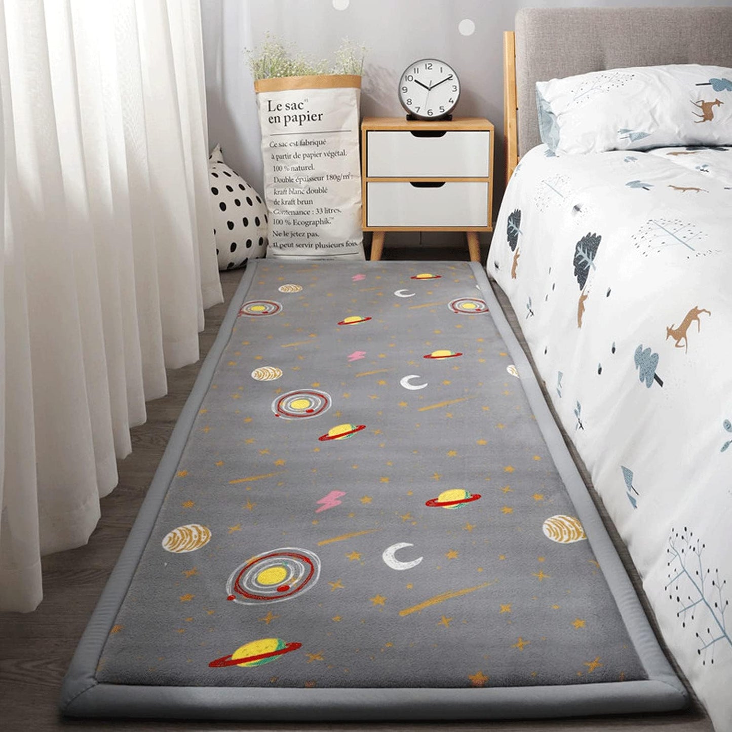 Loartee Coral Velvet Area Rug - 1" Thick Memory Foam Baby Play Mat, Washable Toddler Carpet, Home Decor for Living Room, Nursery, Kids Bedroom, Astral Gray, 6'7"x7'10"