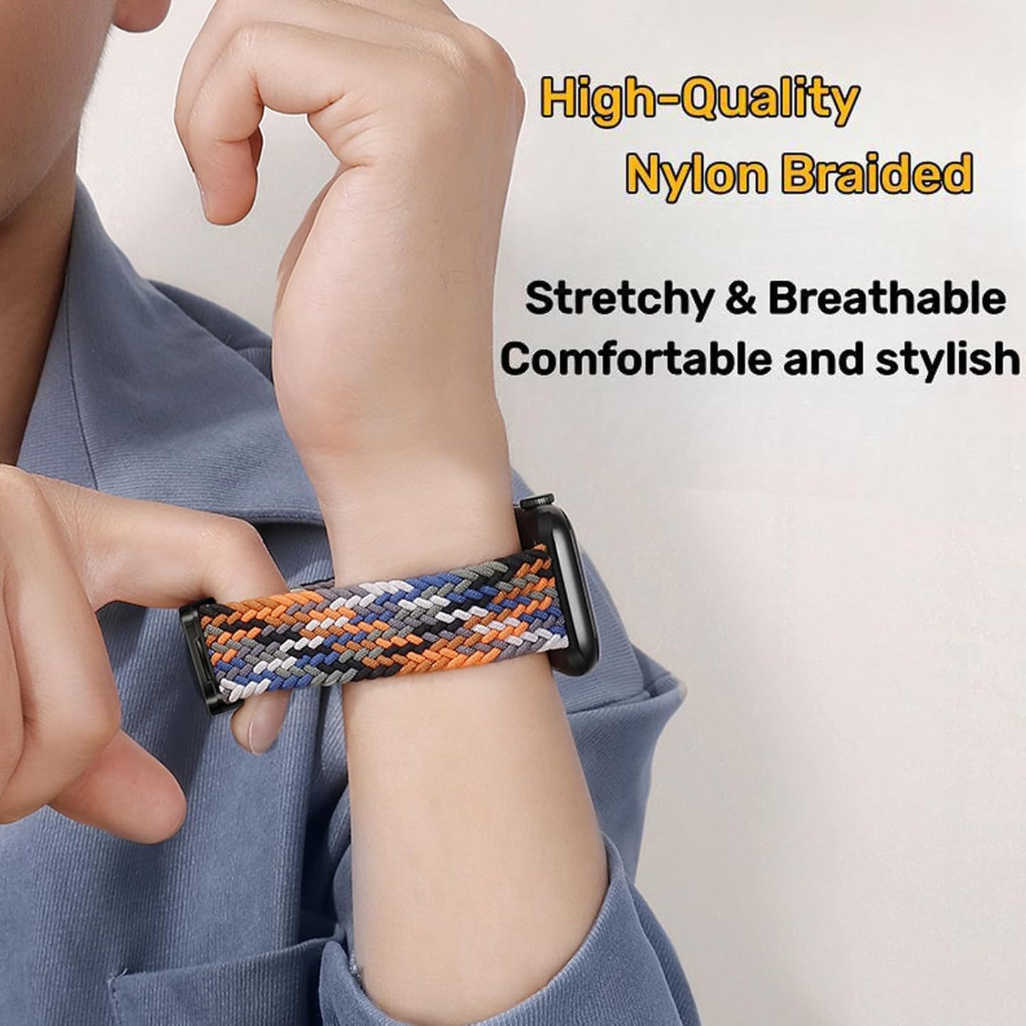 Mazoft Braided Bands With Magnetic Clasp Compatible with Apple Watch Band 38mm 40mm 41mm 42mm 44mm 45mm 46mm 49mm；Soft Nylon Sport Loop Strap for iWatch Series Ultra 2&1 10 9 8 7 6 SE 5 4 3 Women Men
