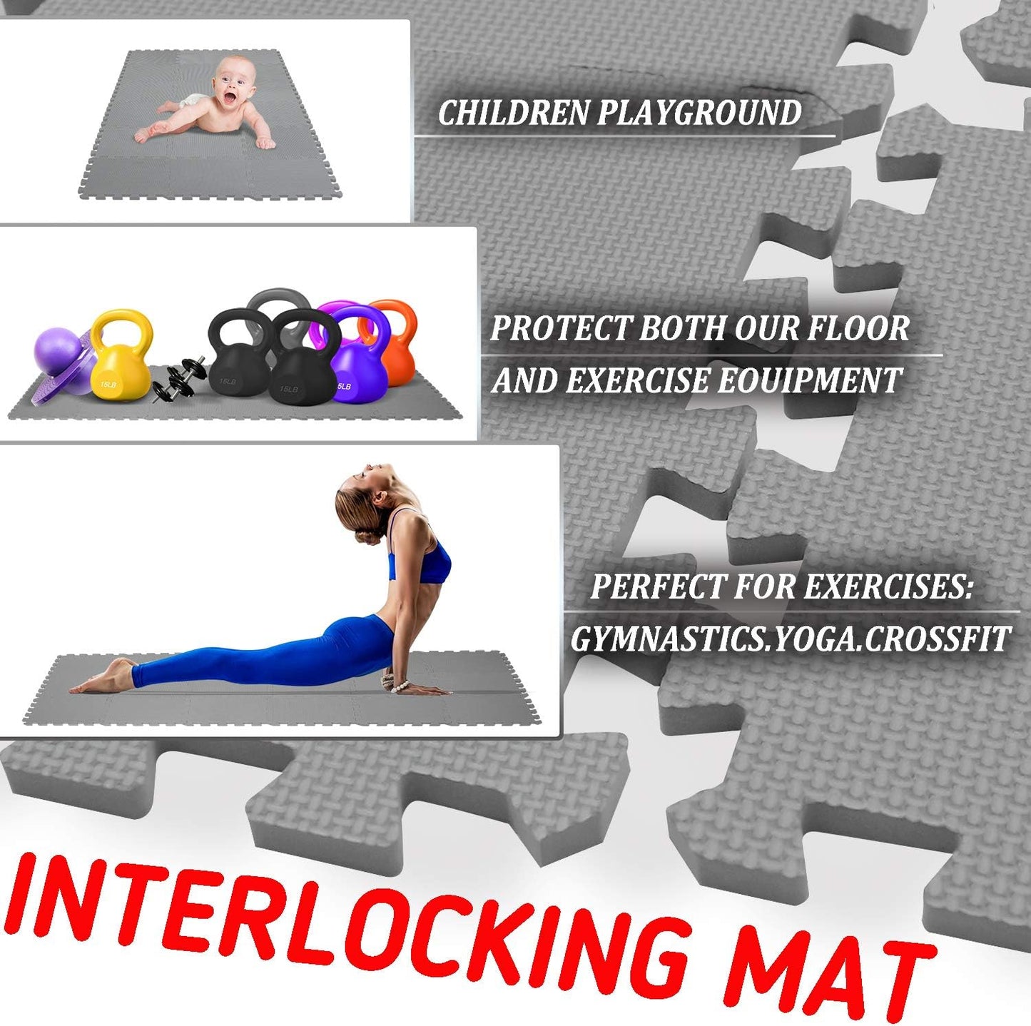 XMTMMD Baby Play MAT Game MAT Floor Tile Foam Pads Foam Kids Kid Rug Tile Flooring Baby Floor MAT Crawling MAT Interlocking MATS Baby Gym Mat Gym Flooring Mat Puzzle Exercise Mats