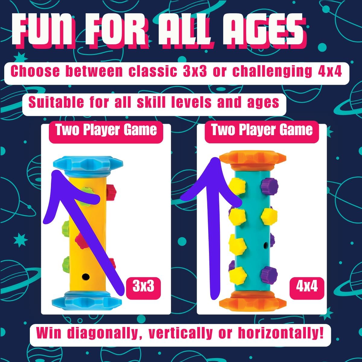 Challenge Your Mind with Tic Tac Totem: 3D Tic Tac Toe Travel Game & Brain Game for Strategy Enthusiasts, Ages 6+ (4X4)