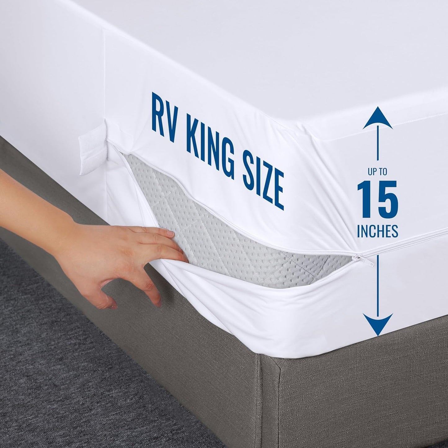 Utopia Bedding Zippered Mattress Encasement RV King, 100% Waterproof Bed Bug and Dust Mite Proof Mattress Protector, Absorbent Six-Sided Mattress Cover