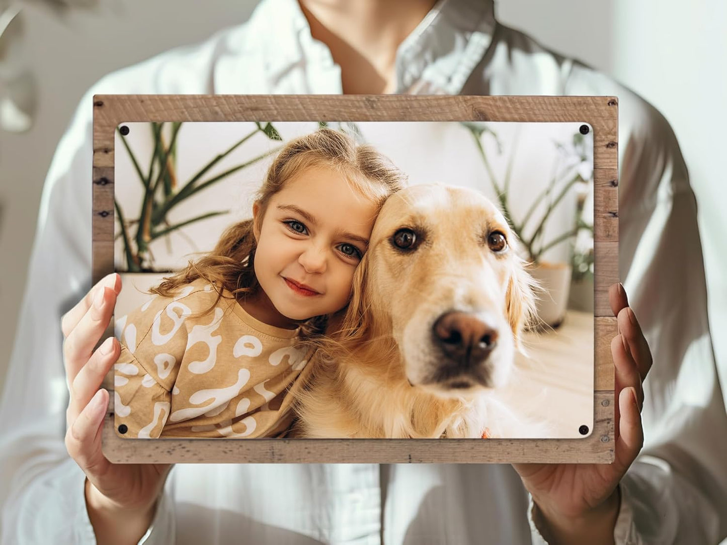 MUNDAZE Custom Portrait Metal Print on Reclaimed Wood Pallet Frame – Personalized Family Photo Gift – Glossy Aluminum Wall Art Keepsake – Made and Shipped in USA (10 x 8)