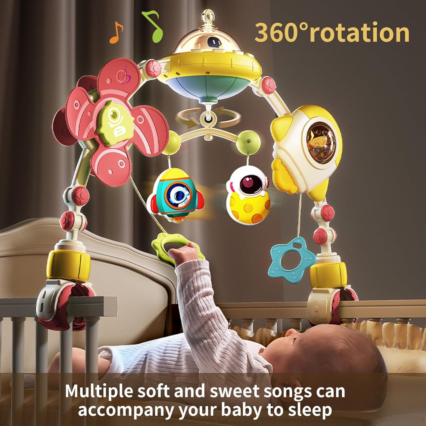 Musical Baby Stroller Arch Toys, Travel Car Seat Toys, Baby Play Arch Crib Accessory Toys, Mobile for Bassinet, Pram Activity Arch Bar Toys for Babies Infants