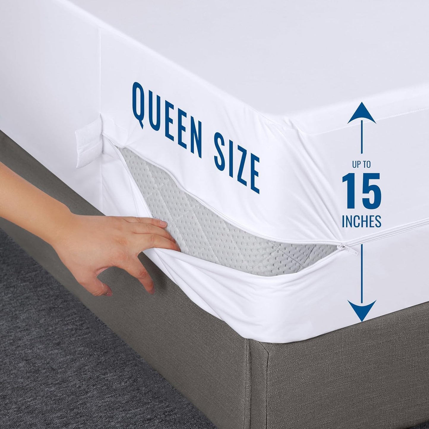 Utopia Bedding Zippered Mattress Encasement Queen, 100% Waterproof Bed Bug and Dust Mite Proof Mattress Protector, Absorbent Six-Sided Mattress Cover