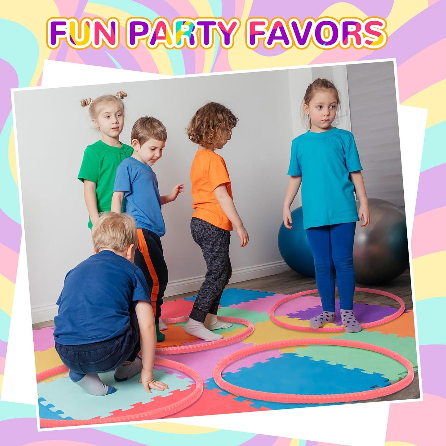 Shappy 6 Pcs Exercise Hoop Detachable Adjustable Plastic Toy Playground Toys Colored Hoop Circles for Teens Games Gymnastics Dog Agility Equipment Party Decor