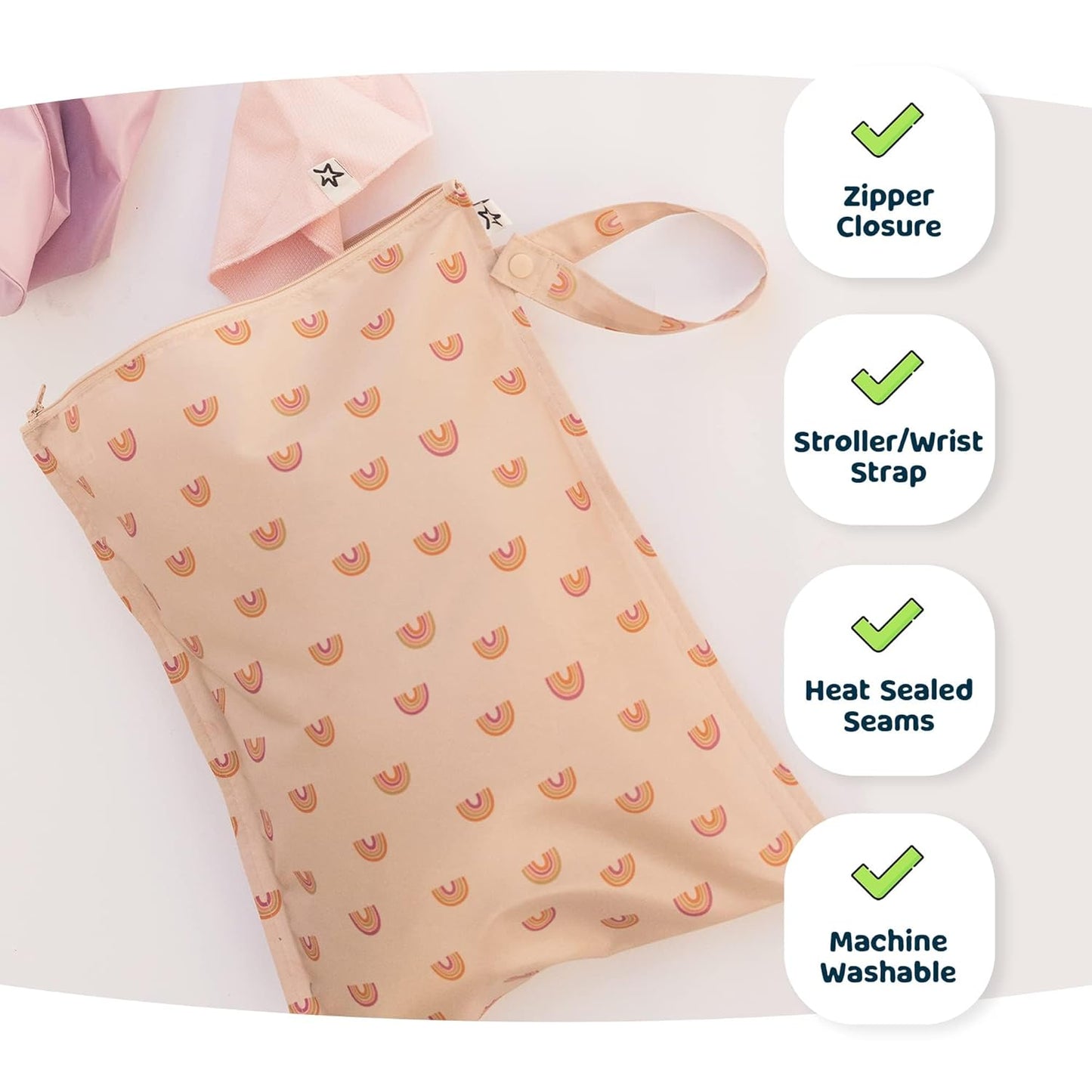 Tiny Twinkle Mess-Proof Waterproof Wet Dry Bag | 2-Pack Reusable Wet Bags for Swimsuits & Baby Clothes | Leakproof Wet Bag for Travel & Diaper Changes for Baby (Dinosaur)