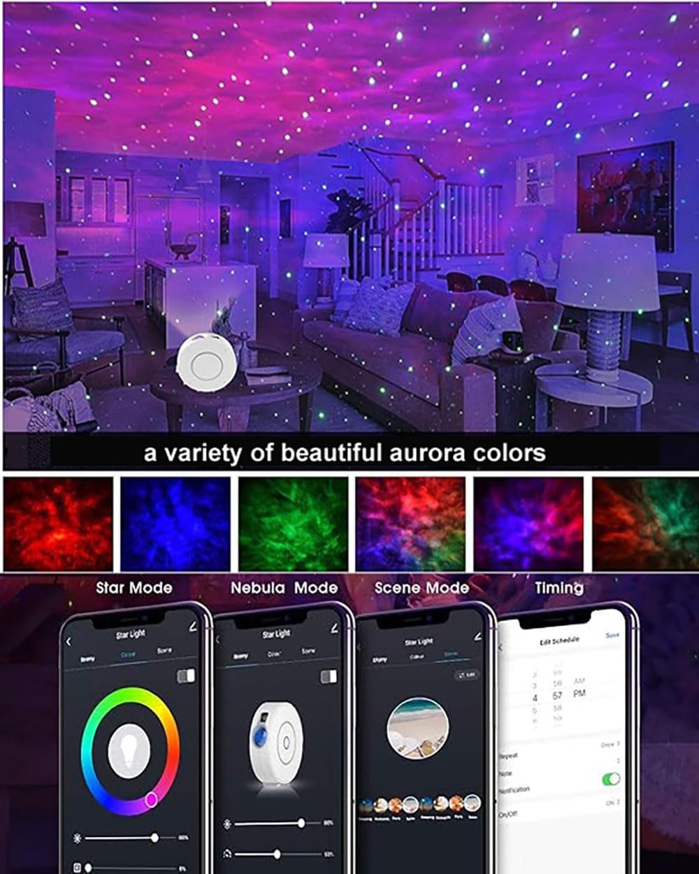 Galaxy Projector for Bedroom, Star Projector,Smart APP Memory Setting,Compatible with Alexa & Google Home, for Kids Adults Bedroom,Room Decor,Game Room,Party (Blue Star+Remote)