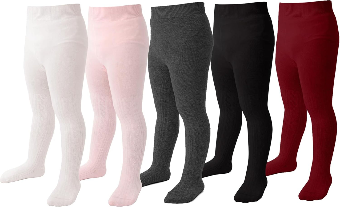 Marchare Baby Girls Tights Thick Solid Cable Knit Leggings Winter Warm Stockings For Toddler Girls 1/2/3/4/5 Pack