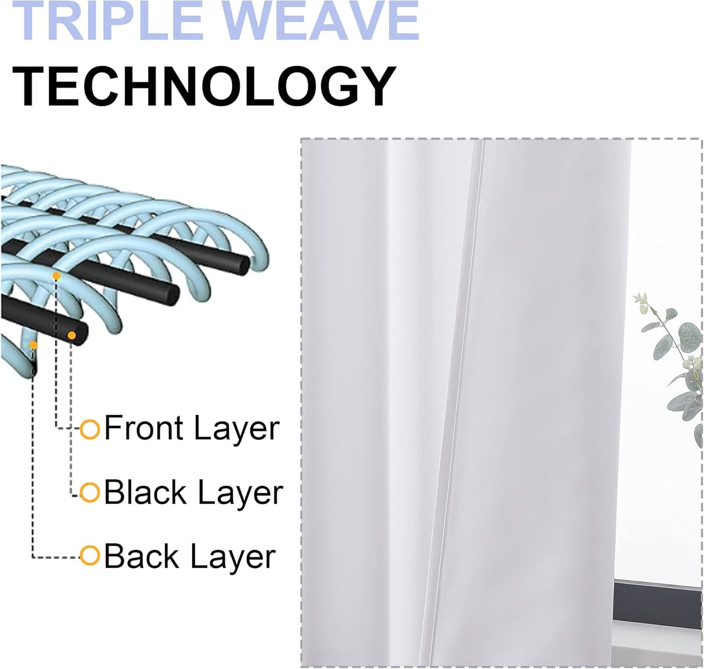 Simplebrand Ava Pure White Curtains for Bedroom 63 Inch Length 2 Panels Set, Light Filtering Window Treatment, Light Filtering Curtain Drapes, Soft Casual Rod Pocket Privacy Curtains, W40 x L63 Inch