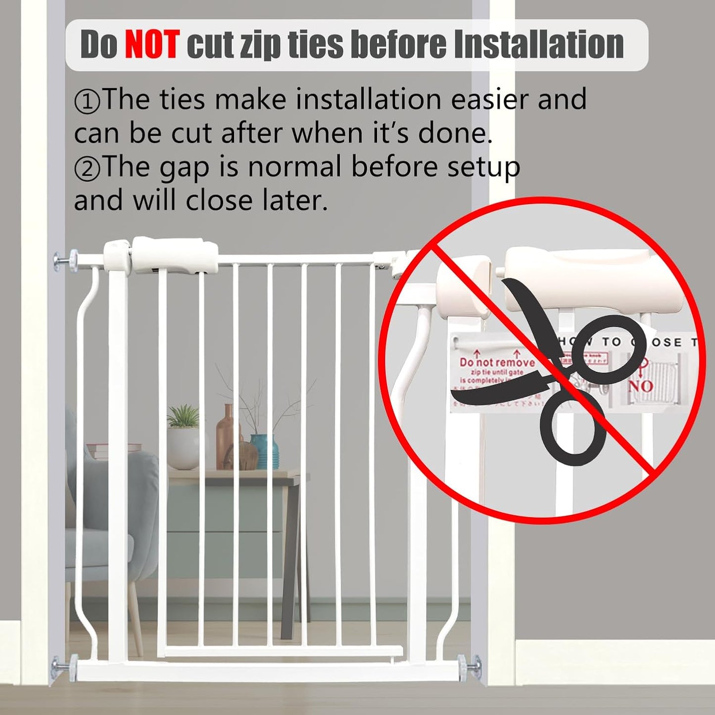 Extra Wide Baby Gates - 71.6-76.4 Inch, Heavy Duty Baby & Pet Safety Gate, White Metal, Tension Mounted Child & Pet Gates for Stairs & Doorways