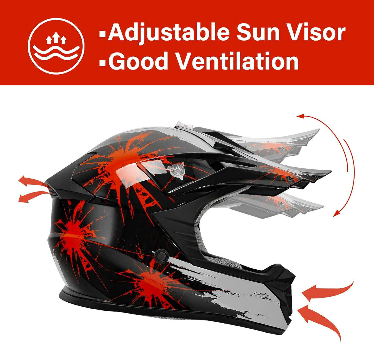 TCMT Dot Youth & Kids Motorcycle Off-Road Helmet Full Face Motocross Street Dirt Bike Mountain Bike BMX MX ATV Helmet+Goggles+Gloves New