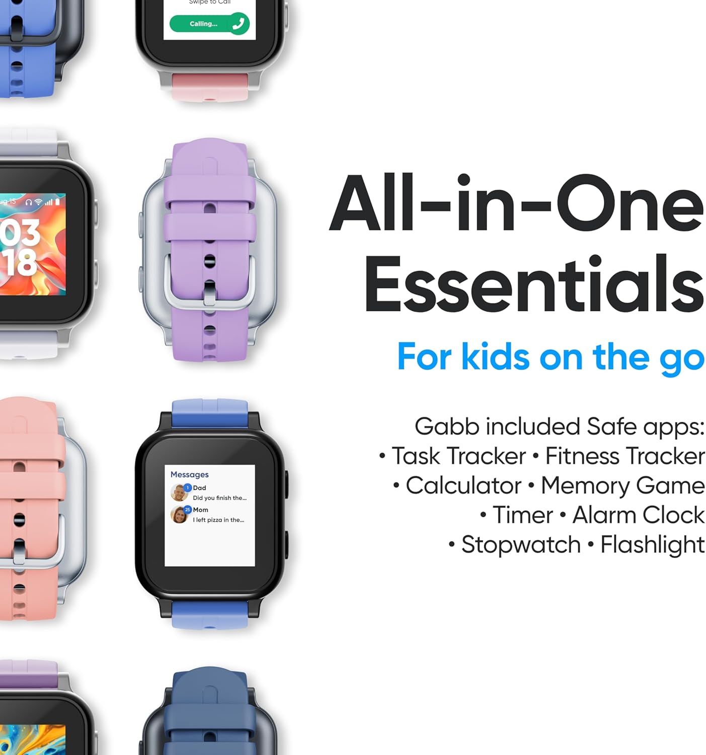 Gabb Watch 3e - GPS Tracker for Kids, Digital Smart Watch, No Social Media or Internet, Fees Required (Silver)