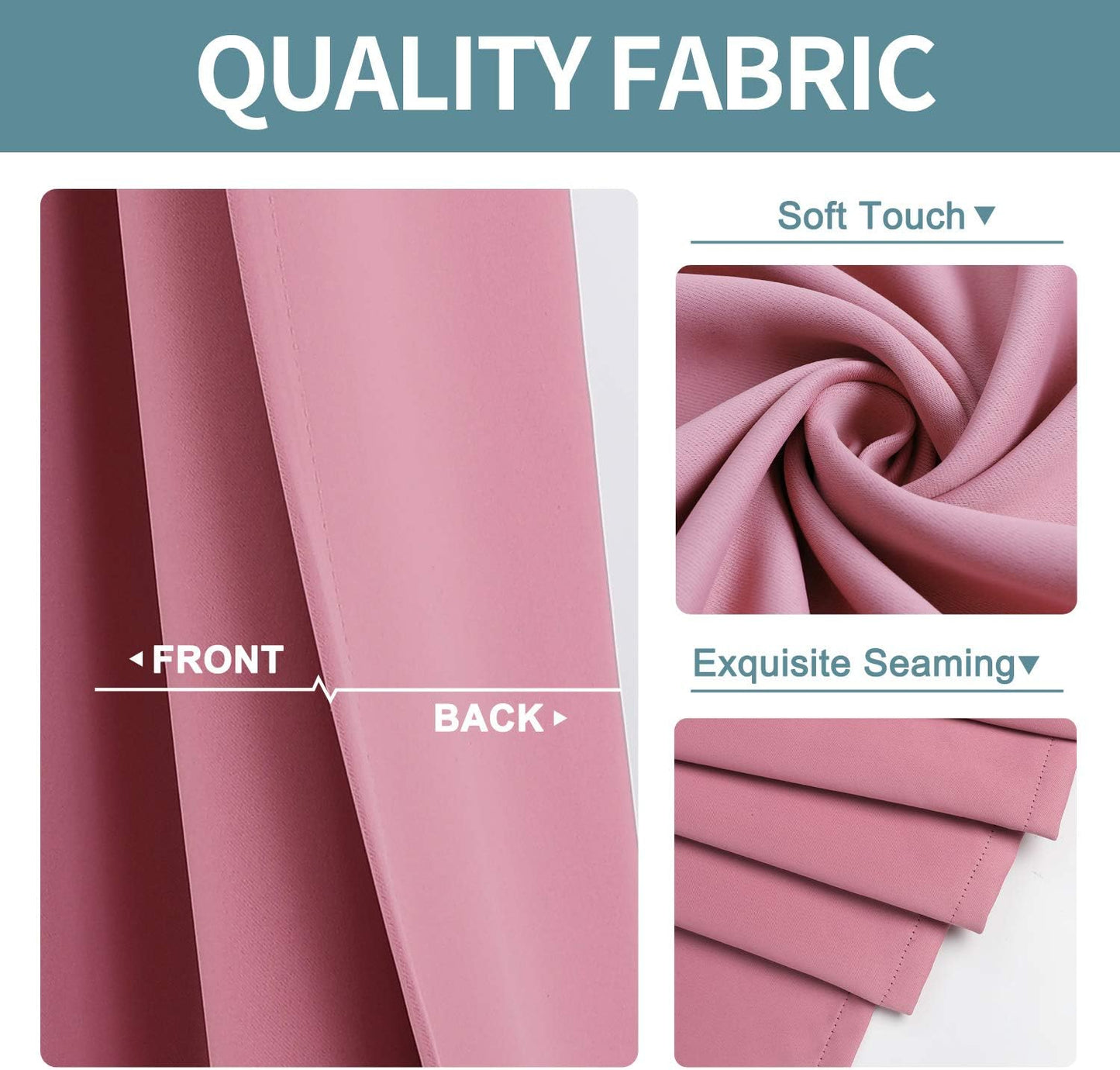ChrisDowa Grommet Room Darkening Curtains for Bedroom and Living Room - 2 Panels Set Thermal Insulated Blackout Curtains (Pink, 42W x 63L)