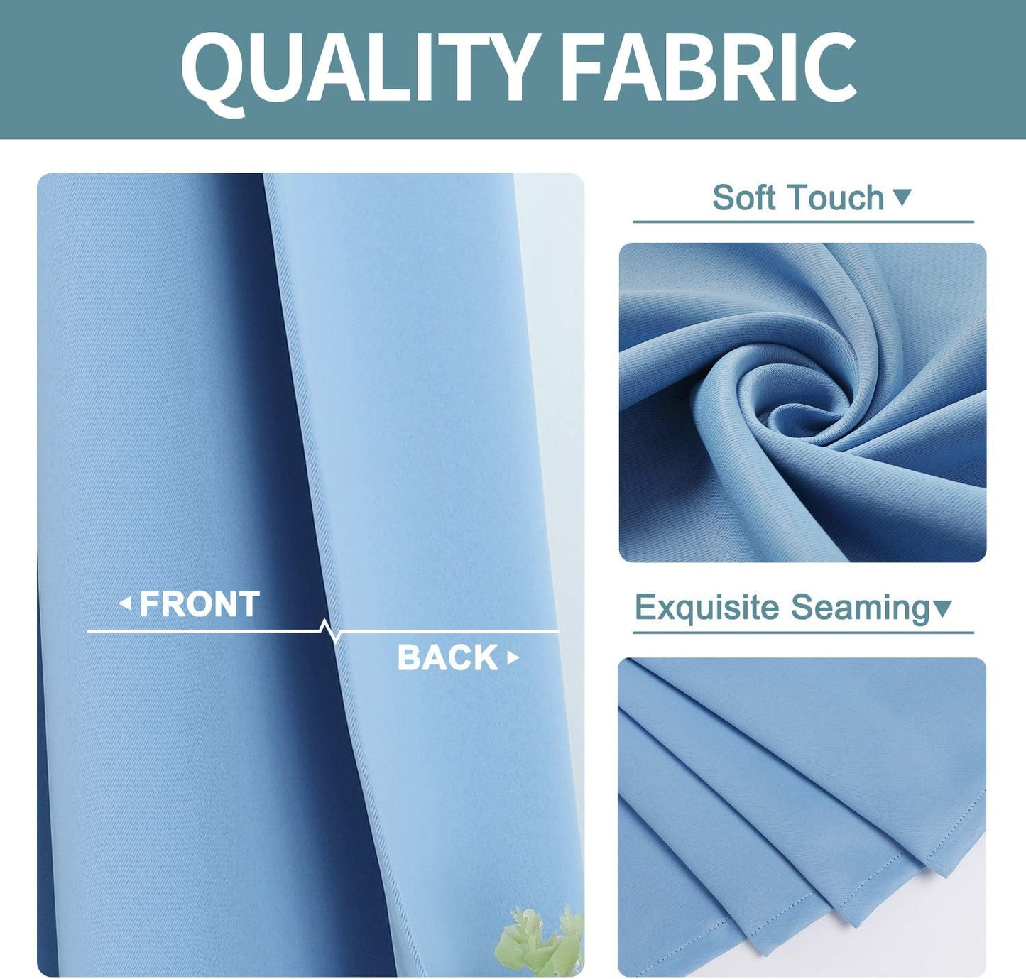 ChrisDowa Grommet Room Darkening Curtains for Bedroom and Living Room - 2 Panels Set Thermal Insulated Blackout Curtains (Sky Blue, 52W x 95L)