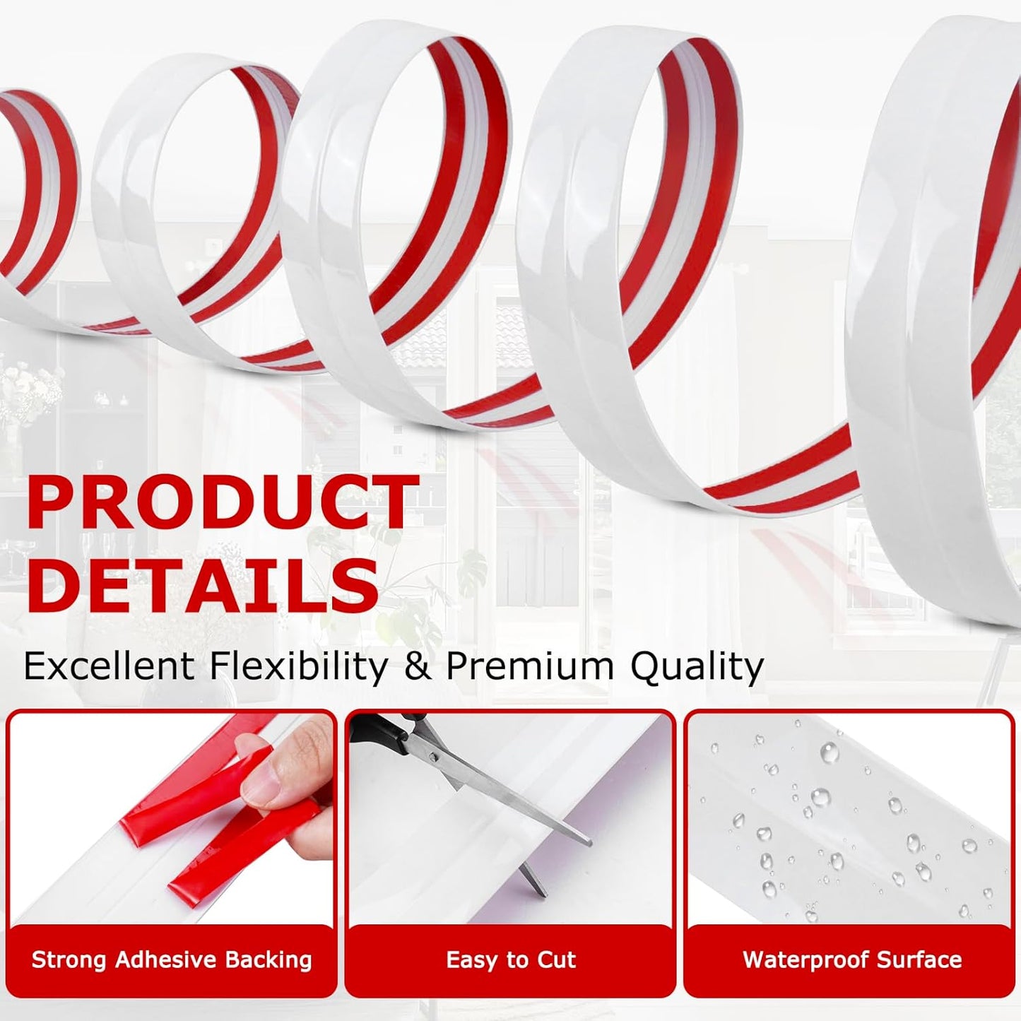 Flexible Wall Corner Protector Moulding Trim Peel and Stick Wall Corner Guards Edge Protector Self Adhesive Molding Trim Strip for Edge Ceiling (White, 1.6 in x 20 Ft)
